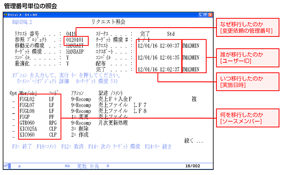 IMPRIMENTER 証跡参照画面