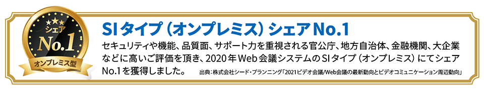 2020年Web会議システムのSIタイプ（オンプレミス）にてシェアNo.1を獲得