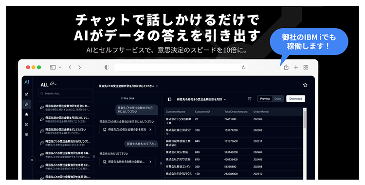 チャットで話しかけるだけでAIがデータの答えを引き出す
