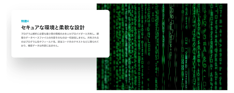 特徴4：セキュアな環境と柔軟な設計