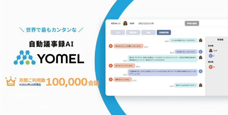 世界で最もカンタンな自動議事録AI「YOMEL」